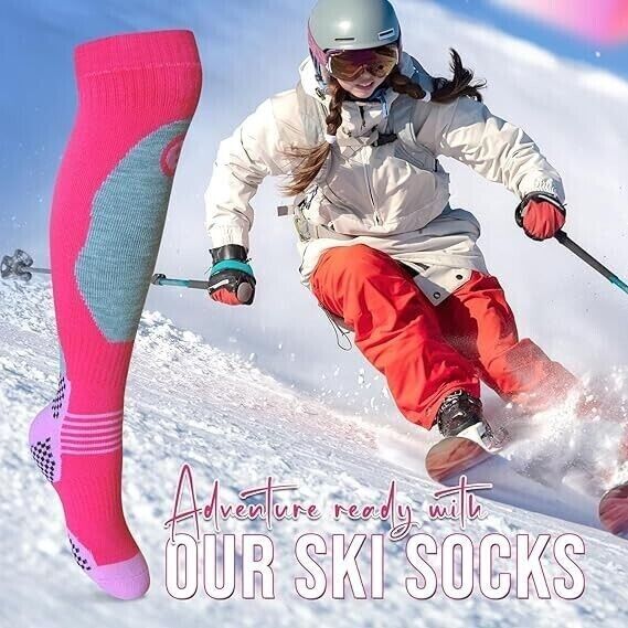 Ladies SKI and SNOWBOARD High Performance socks, long hose thermal socks - Size UK 4-7