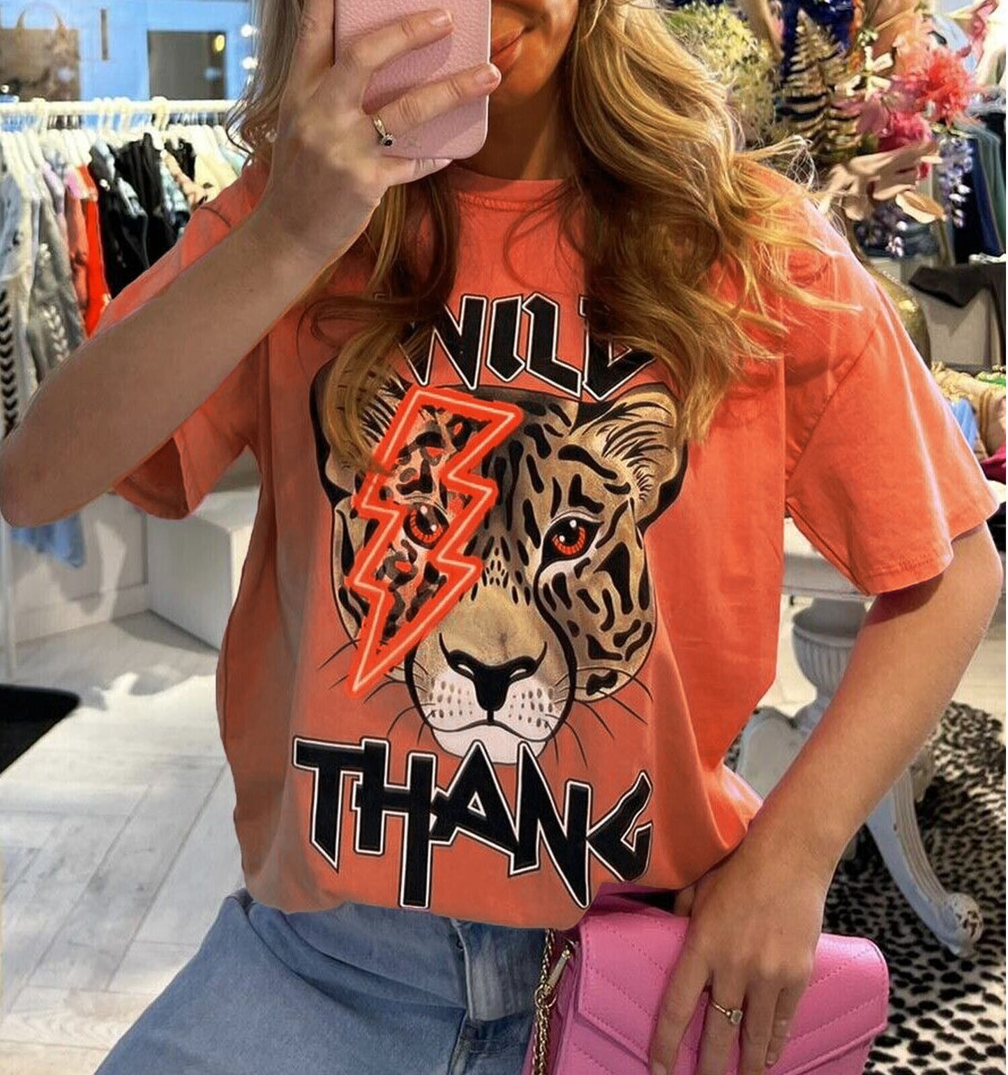 Ladies T Shirt Oversized Baggy Short Sleeve Slogan Wild Thang T-shirt Tee Tops